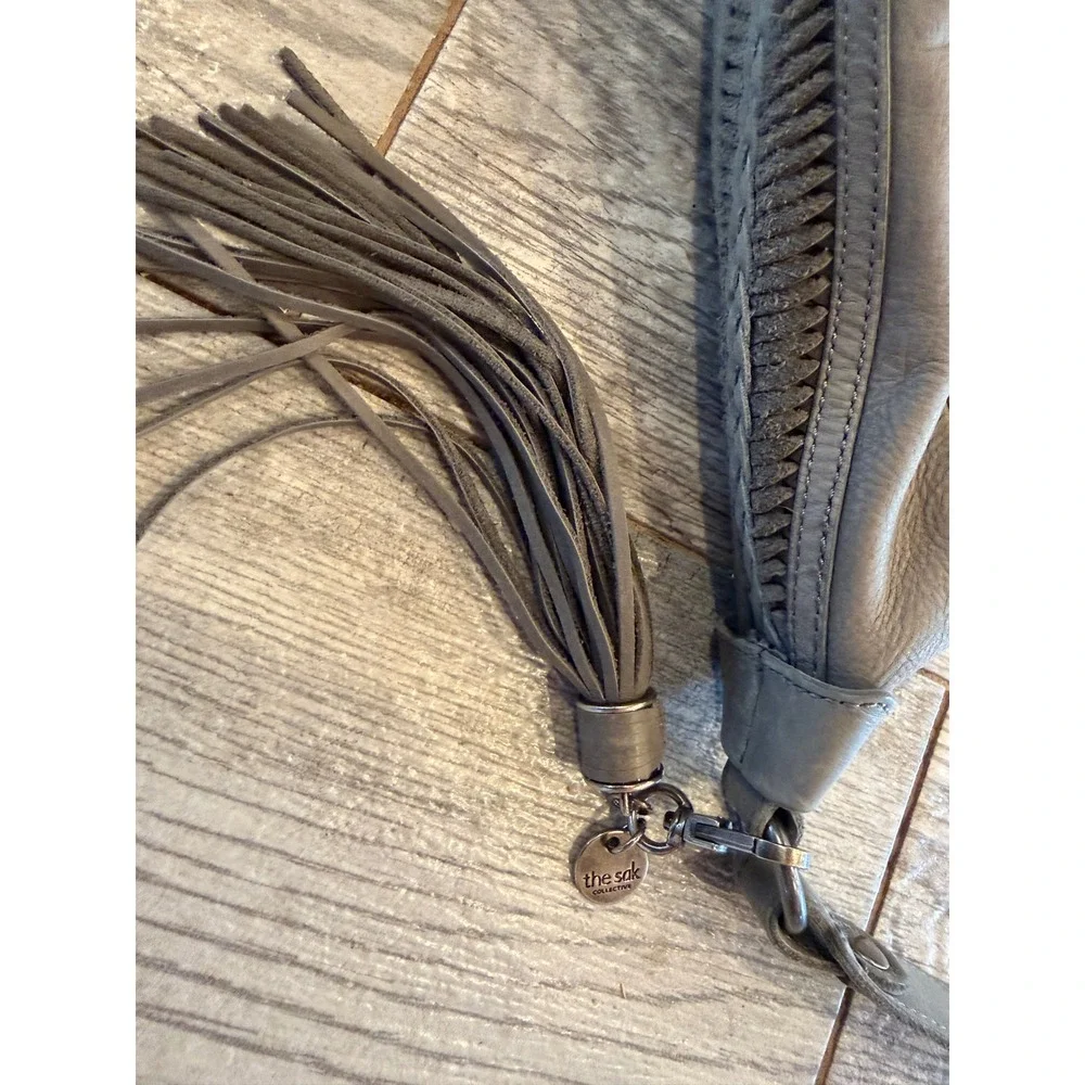 The Sak Collective Hobo crossbody Lucia Leather Tassel Braided purse Handbag